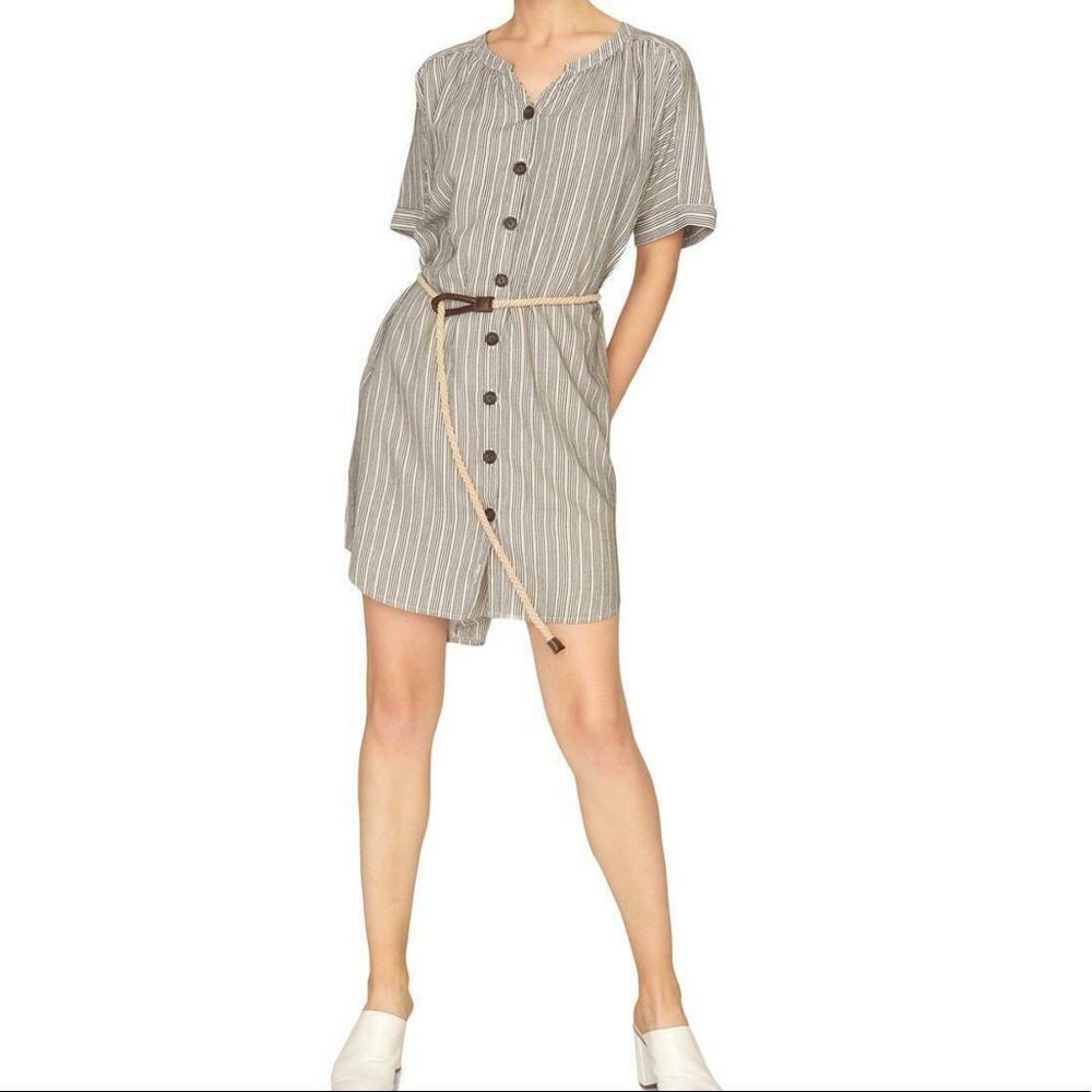 Sanctuary Ellis Micro Striped Button Down Shirt Dress M